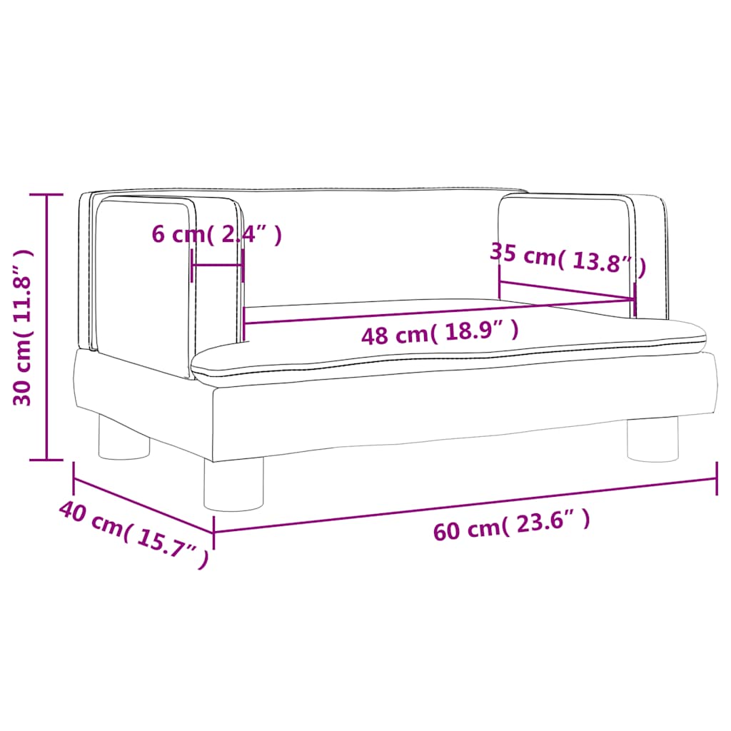 vidaXL Barnsoffa mörkgrå 60x40x30 cm sammet