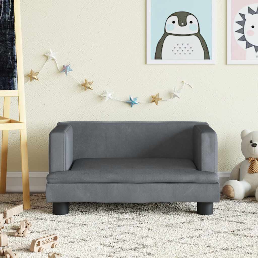 vidaXL Barnsoffa mörkgrå 60x40x30 cm sammet