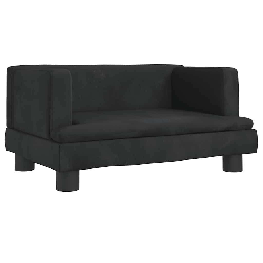 vidaXL Barnsoffa svart 60x40x30 cm sammet