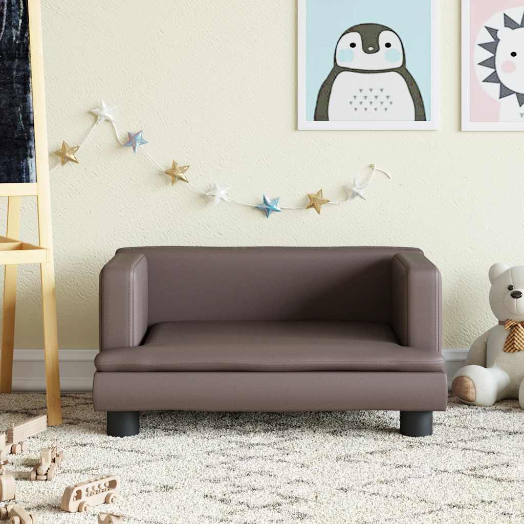 vidaXL Barnsoffa brun 60x40x30 cm konstläder