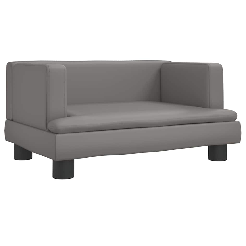 vidaXL Barnsoffa grå 60x40x30 cm konstläder