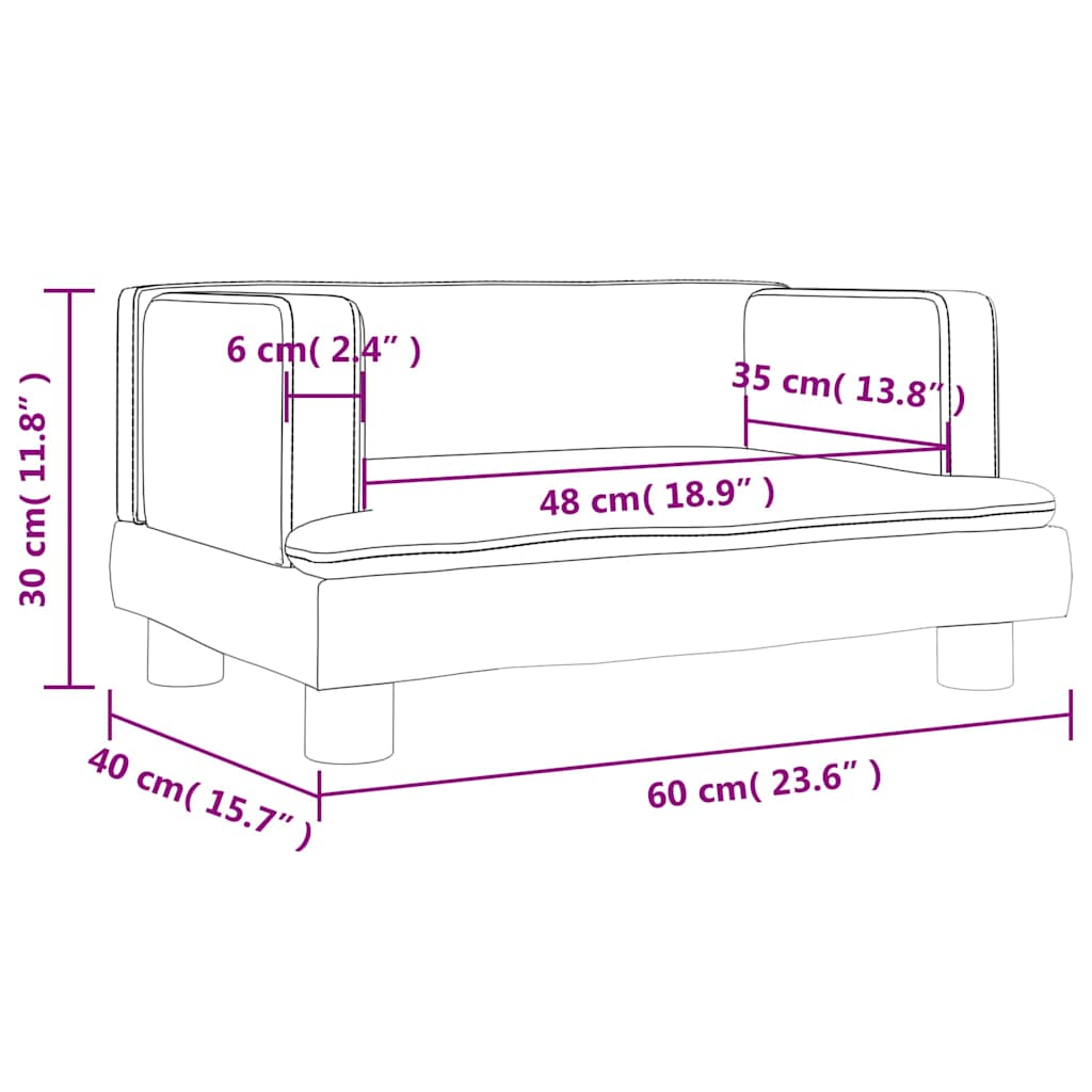 vidaXL Barnsoffa cappuccino 60x40x30 cm konstläder