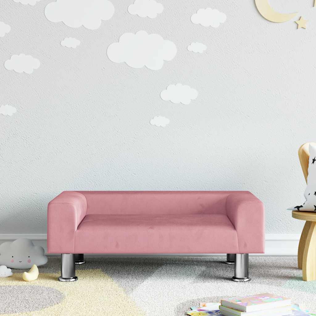 vidaXL Barnsoffa rosa 70x45x26,5 cm sammet