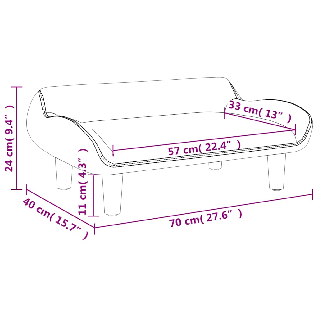 vidaXL Barnsoffa ljusgrå 70x40x24 cm tyg
