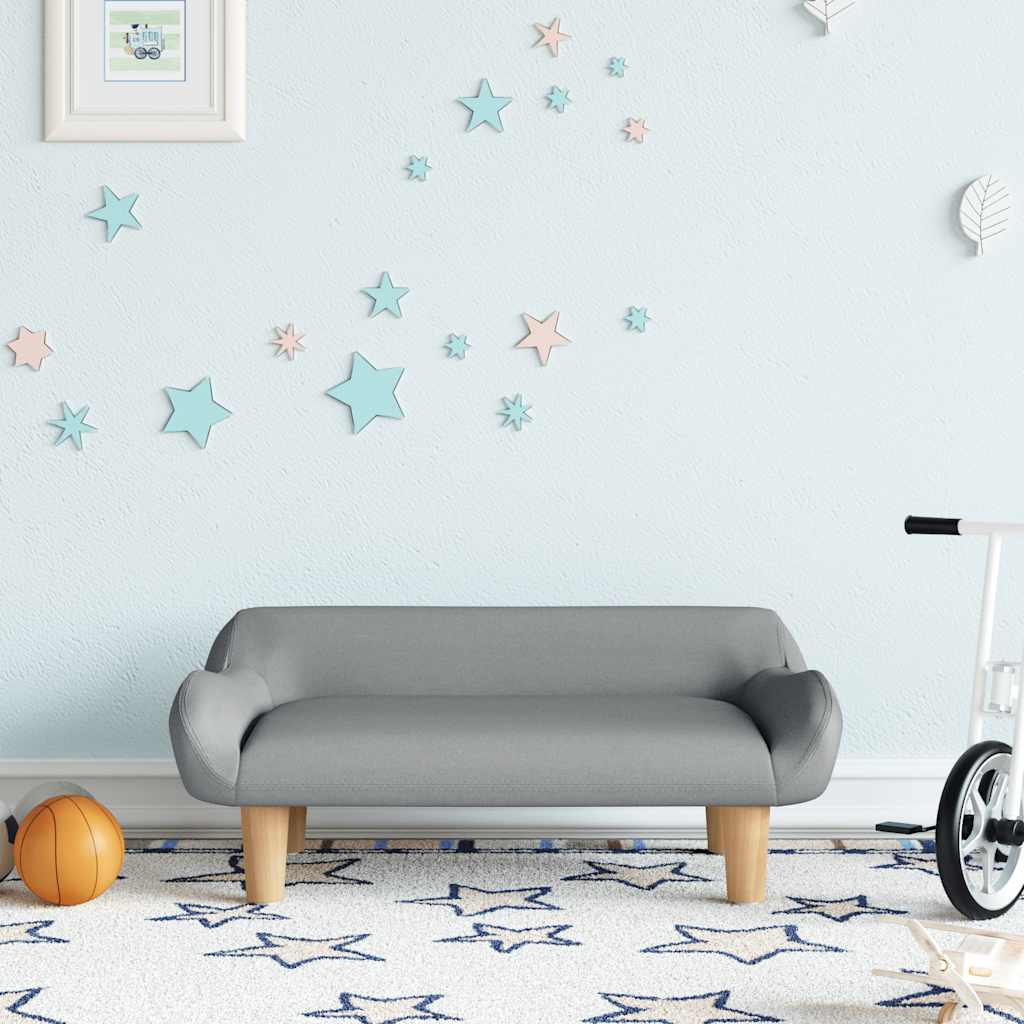 vidaXL Barnsoffa ljusgrå 70x40x24 cm tyg