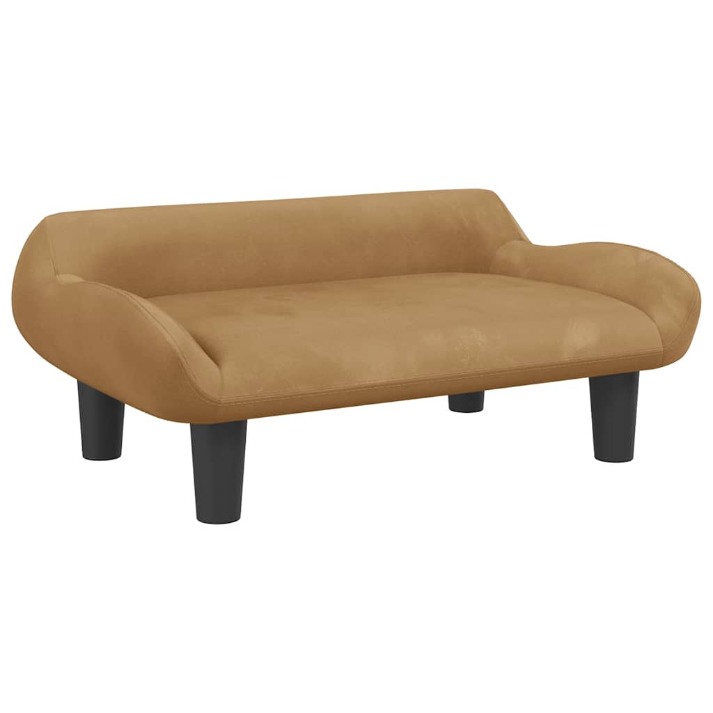 vidaXL Barnsoffa brun 70x40x24 cm sammet