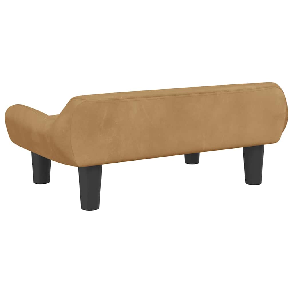 vidaXL Barnsoffa brun 70x40x24 cm sammet