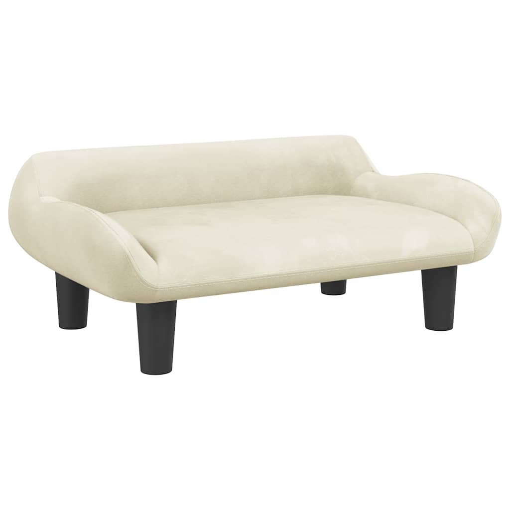 vidaXL Barnsoffa gräddvit 70x40x24 cm sammet