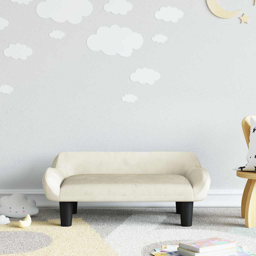 vidaXL Barnsoffa gräddvit 70x40x24 cm sammet