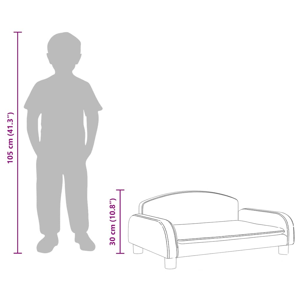 vidaXL Barnsoffa grå 70x45x30 cm konstläder