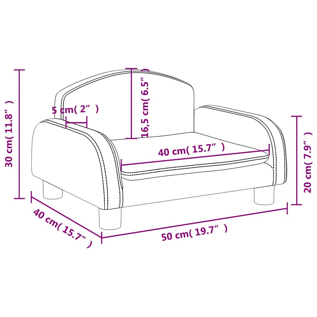 vidaXL Barnsoffa gräddvit 50x40x30 cm tyg