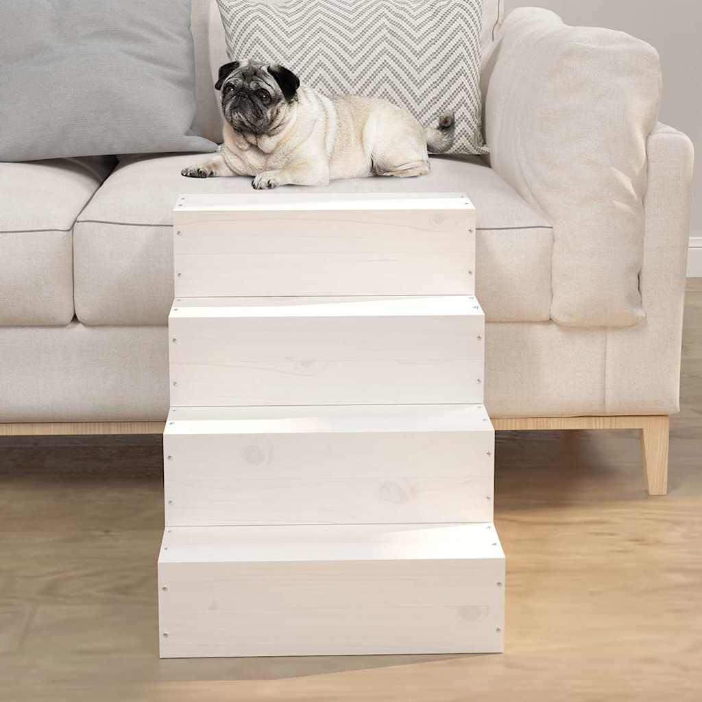 vidaXL Husdjurstrappa Vit 40x49x47 cm massiv furu