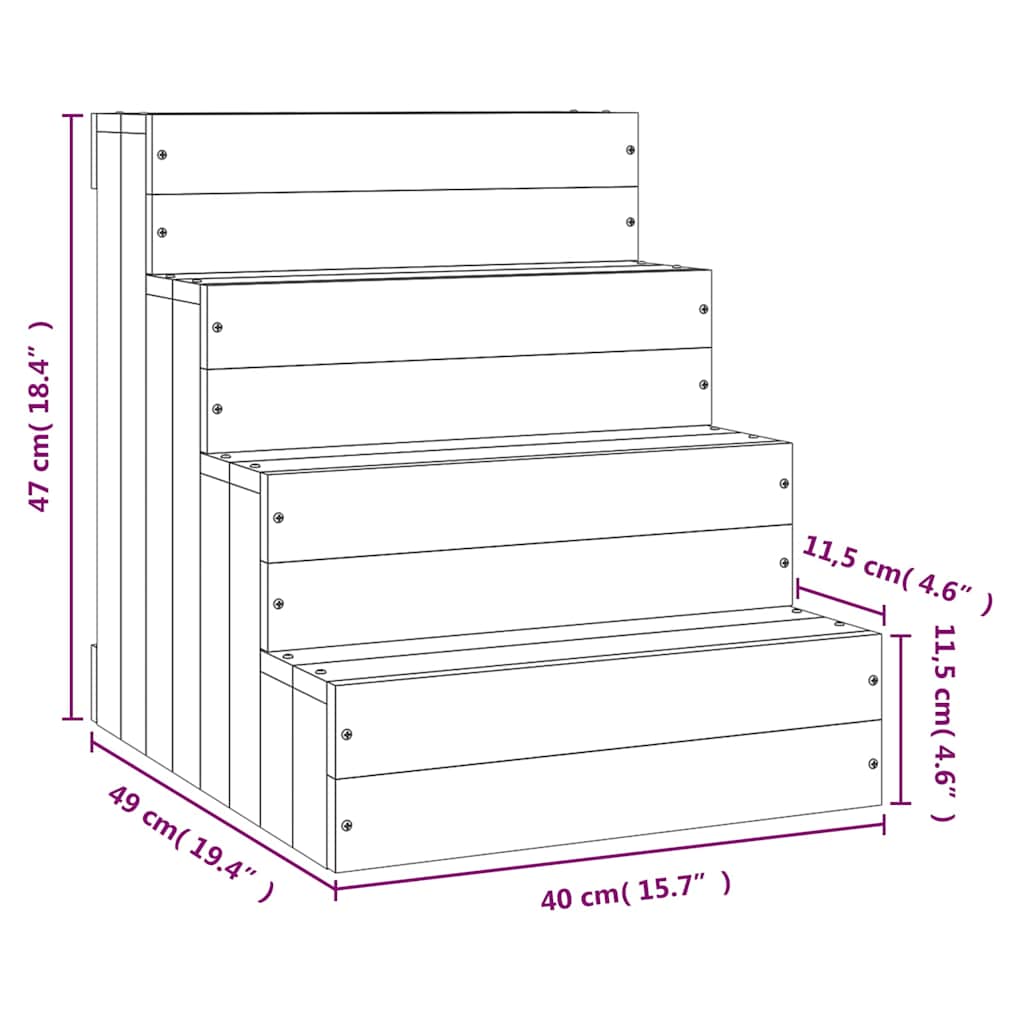 vidaXL Husdjurstrappa Vit 40x49x47 cm massiv furu