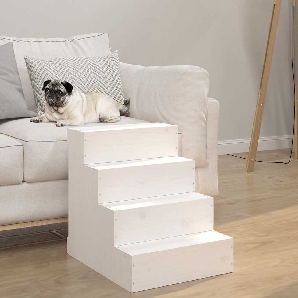 vidaXL Husdjurstrappa Vit 40x49x47 cm massiv furu