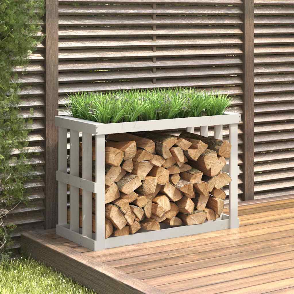 vidaXL Vedställ vit 108x52x74 cm massiv furu