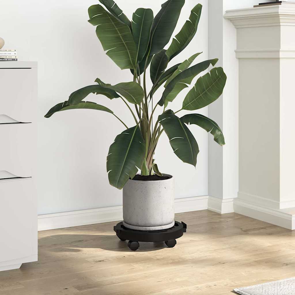vidaXL Blomvagnar med hjul 3 st diameter 30 cm svart 170 kg