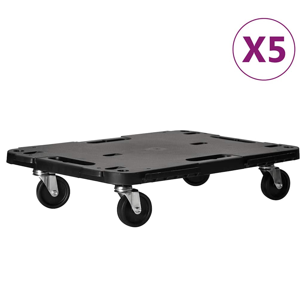 vidaXL Transportvagnar 5 st svart 58x38x12 cm polypropen