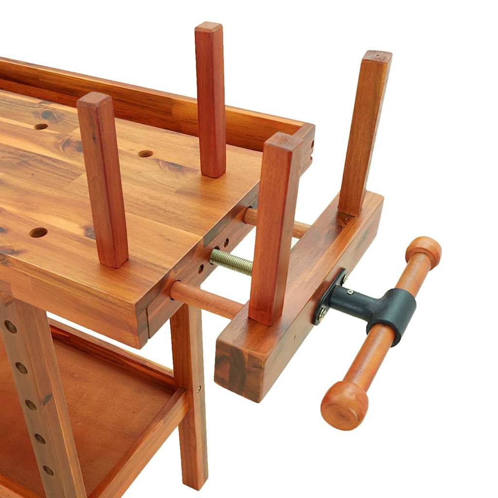 vidaXL Hyvelbänk med lådor och skruvstycken 192x62x83 cm akaciaträ