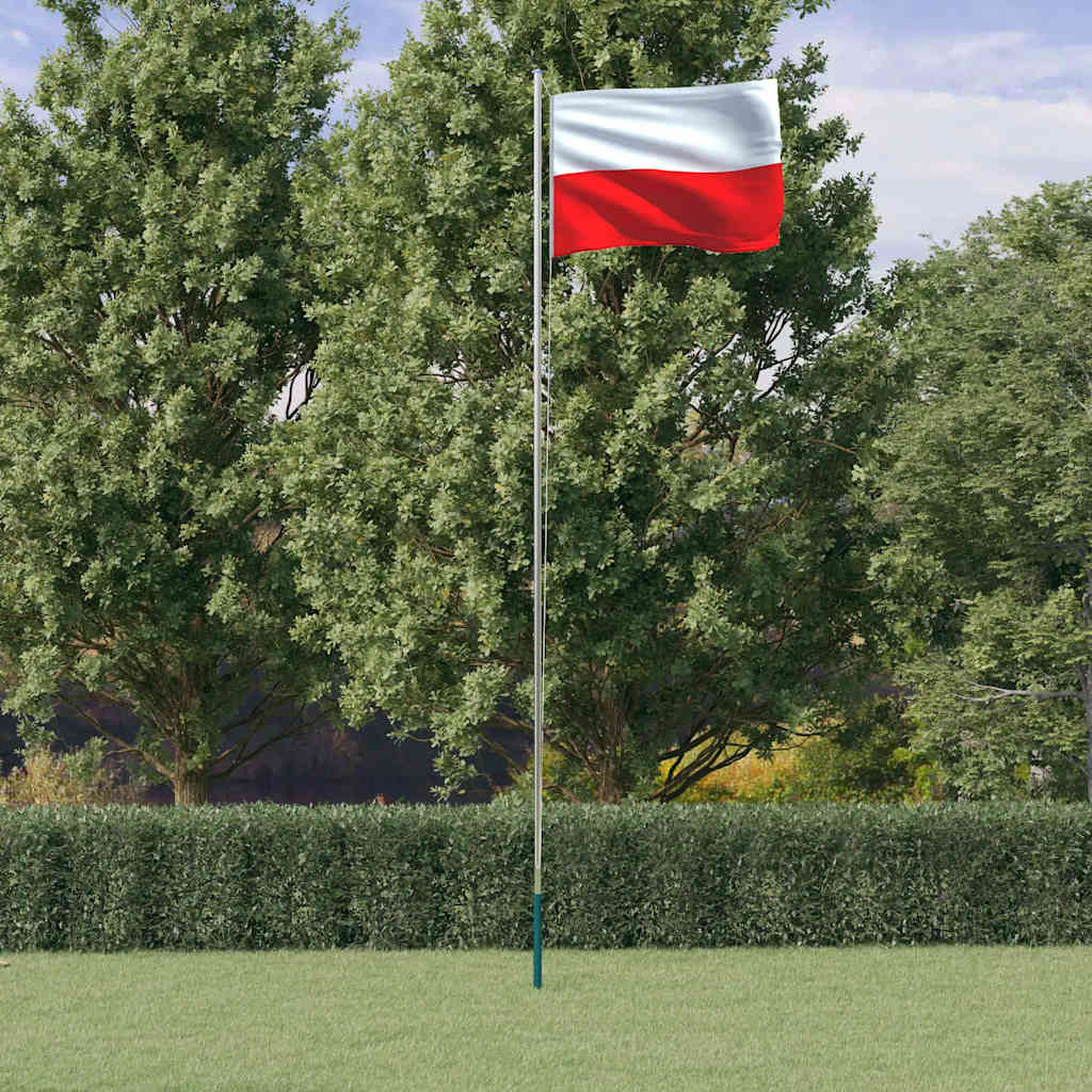 vidaXL Polens flagga och flaggstång 6,08 m aluminium