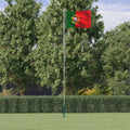 vidaXL Portugals flagga och flaggstång 6,08 m aluminium