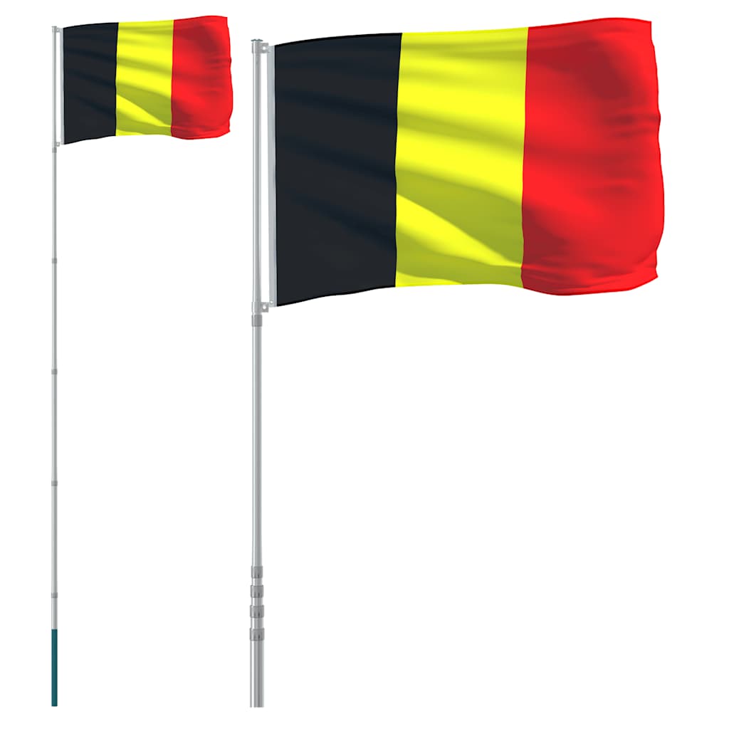 vidaXL Belgiens flagga och flaggstång 5,5 m aluminium