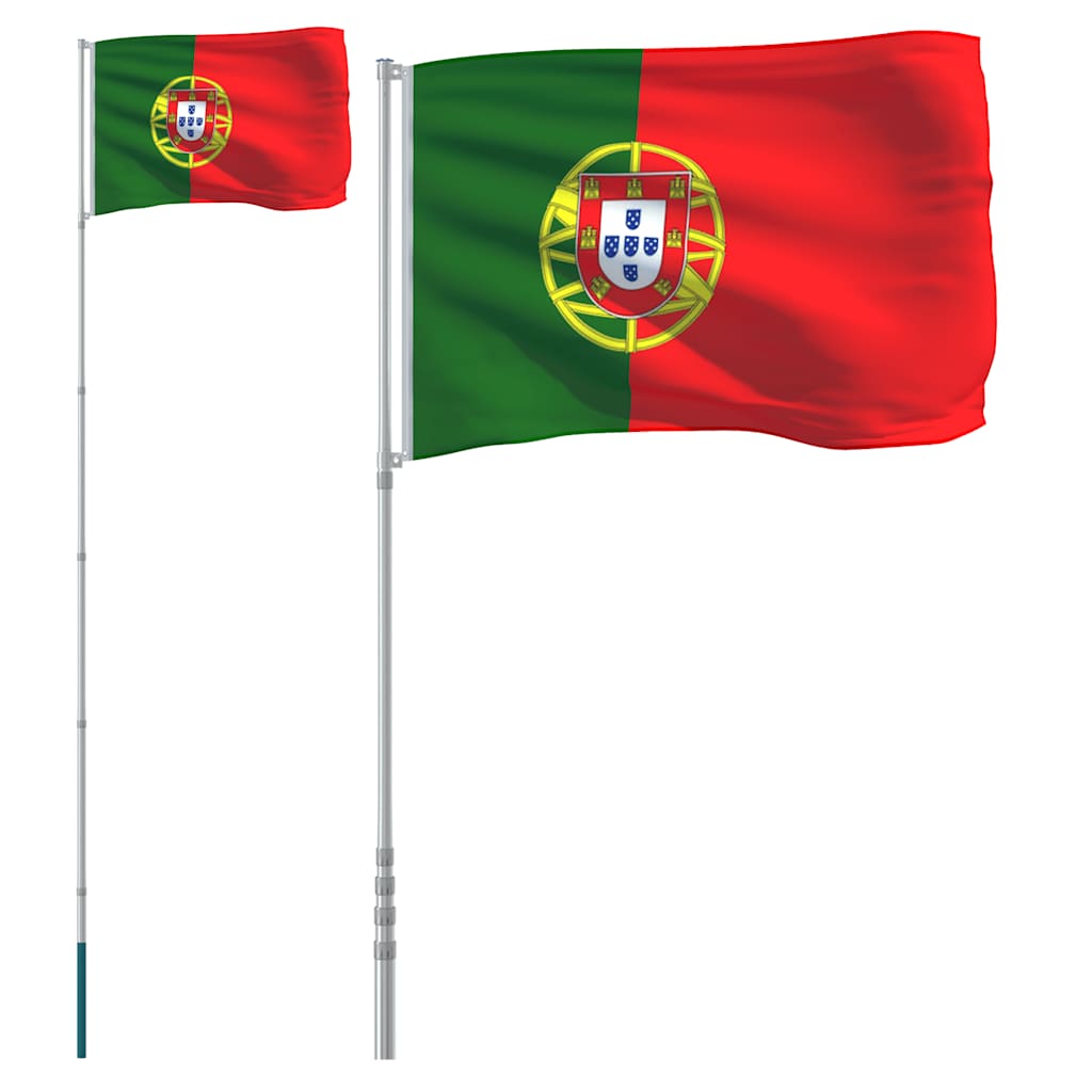 vidaXL Portugals flagga och flaggstång 5,5 m aluminium