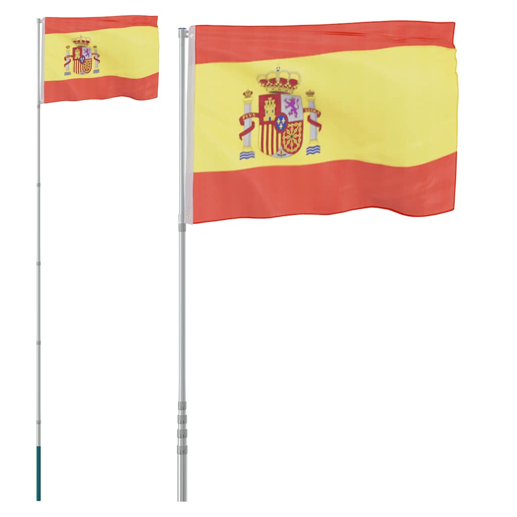 vidaXL Spaniens flagga och flaggstång 5,5 m aluminium