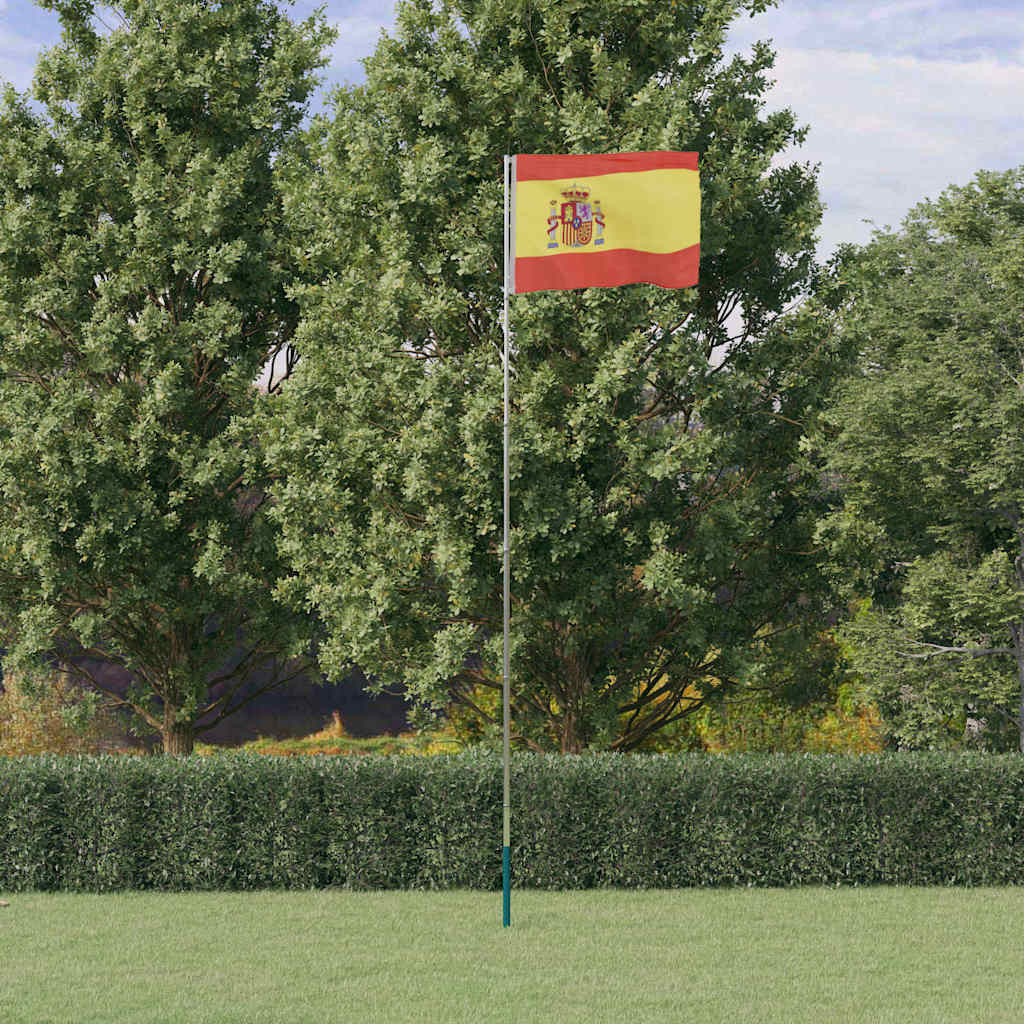 vidaXL Spaniens flagga och flaggstång 5,5 m aluminium