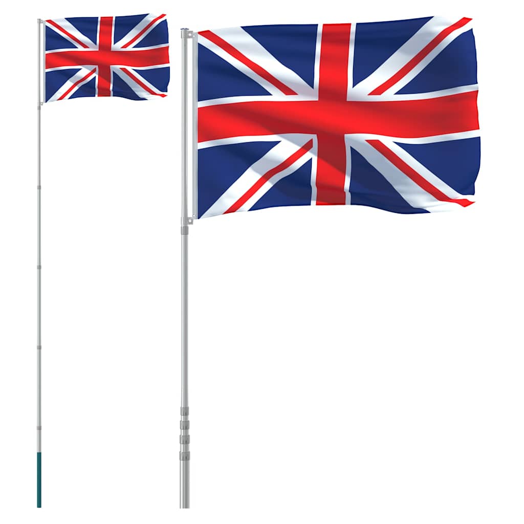 vidaXL Storbritanniens flagga och flaggstång 5,5 m aluminium