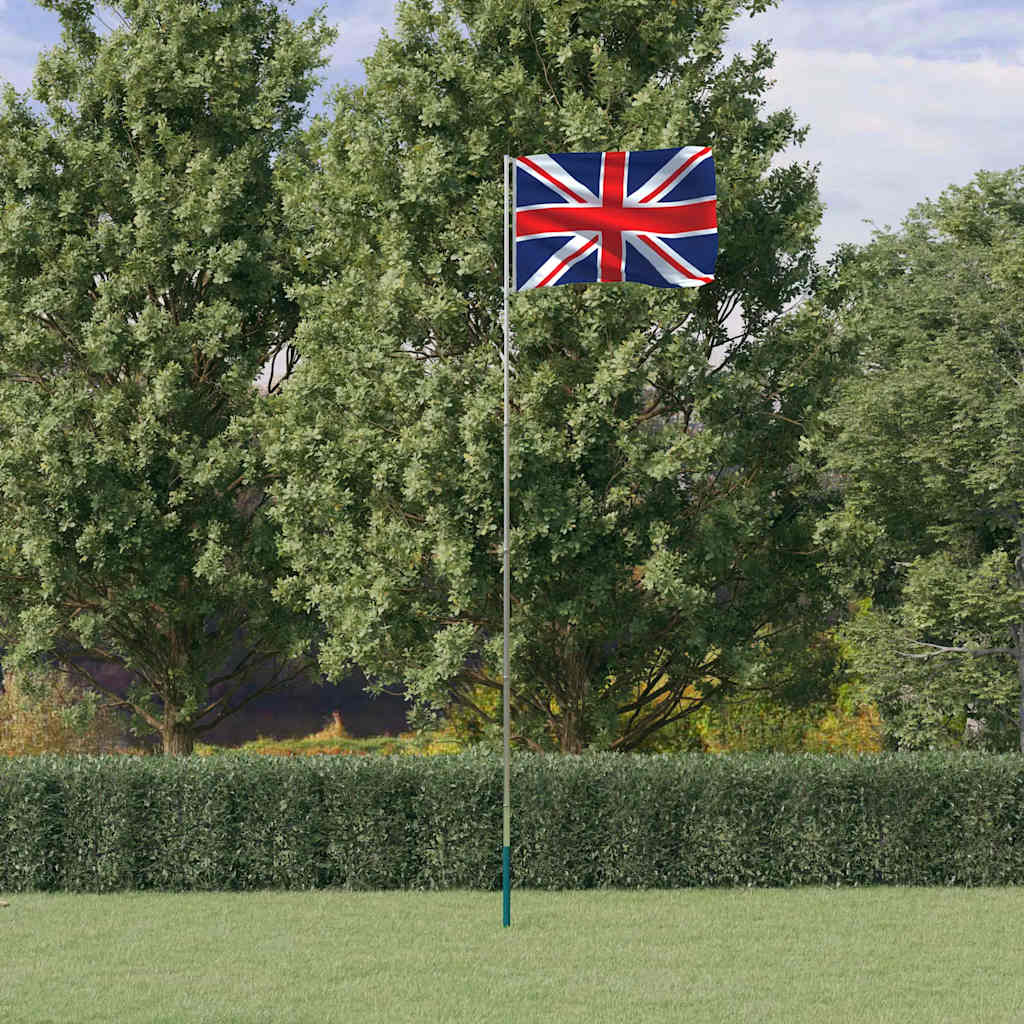 vidaXL Storbritanniens flagga och flaggstång 5,5 m aluminium