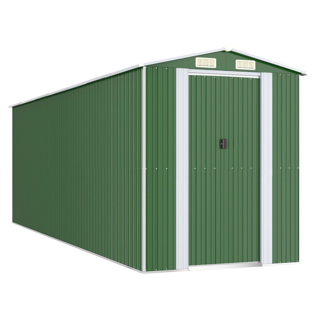 vidaXL Trädgårdsskjul grön 192x606x223 cm galvaniserat stål