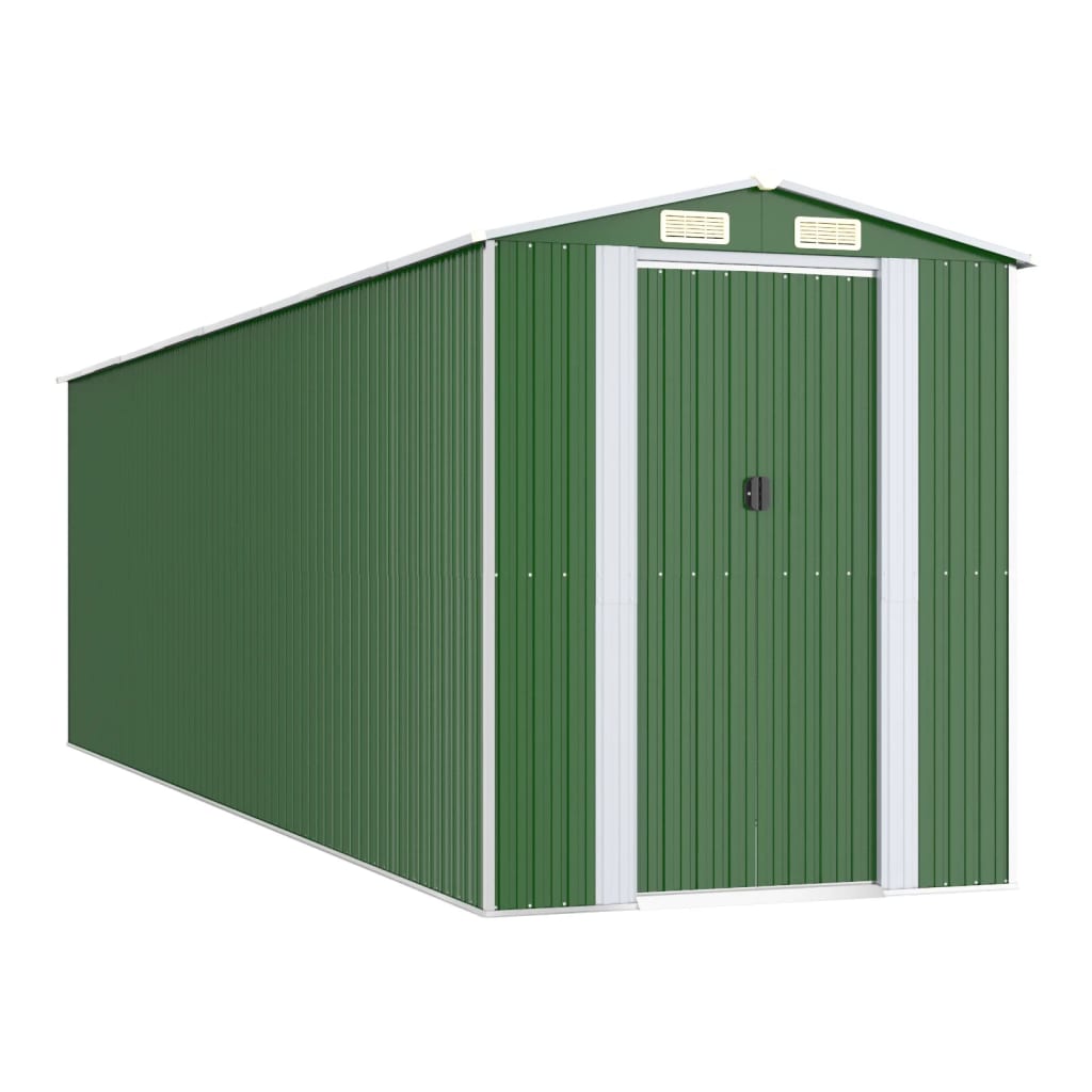 vidaXL Trädgårdsskjul grön 192x689x223 cm galvaniserat stål