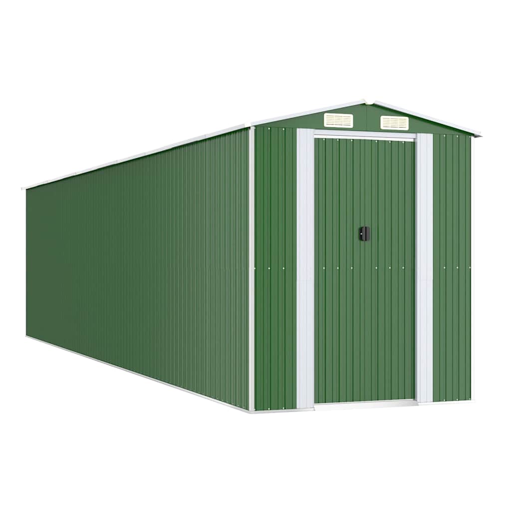 vidaXL Trädgårdsskjul grön 192x855x223 cm galvaniserat stål
