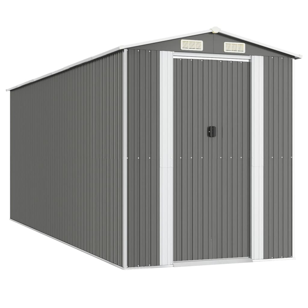 vidaXL Trädgårdsskjul ljusgrå 192x523x223 cm galvaniserat stål