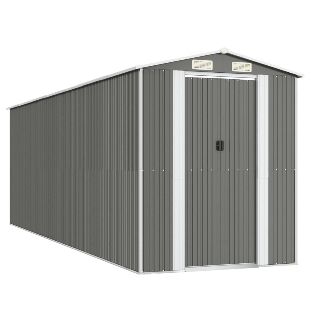 vidaXL Trädgårdsskjul ljusgrå 192x606x223 cm galvaniserat stål