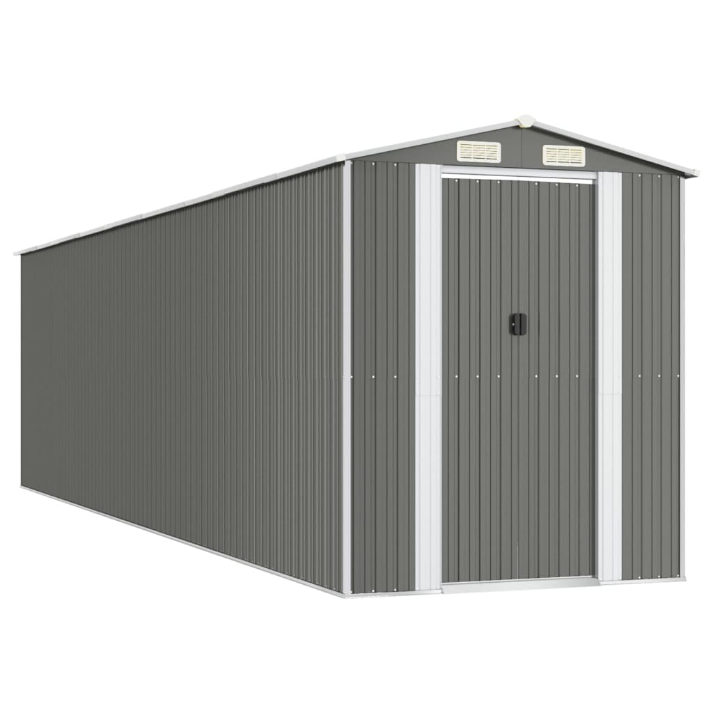 vidaXL Trädgårdsskjul ljusgrå 192x772x223cm galvaniserat stål
