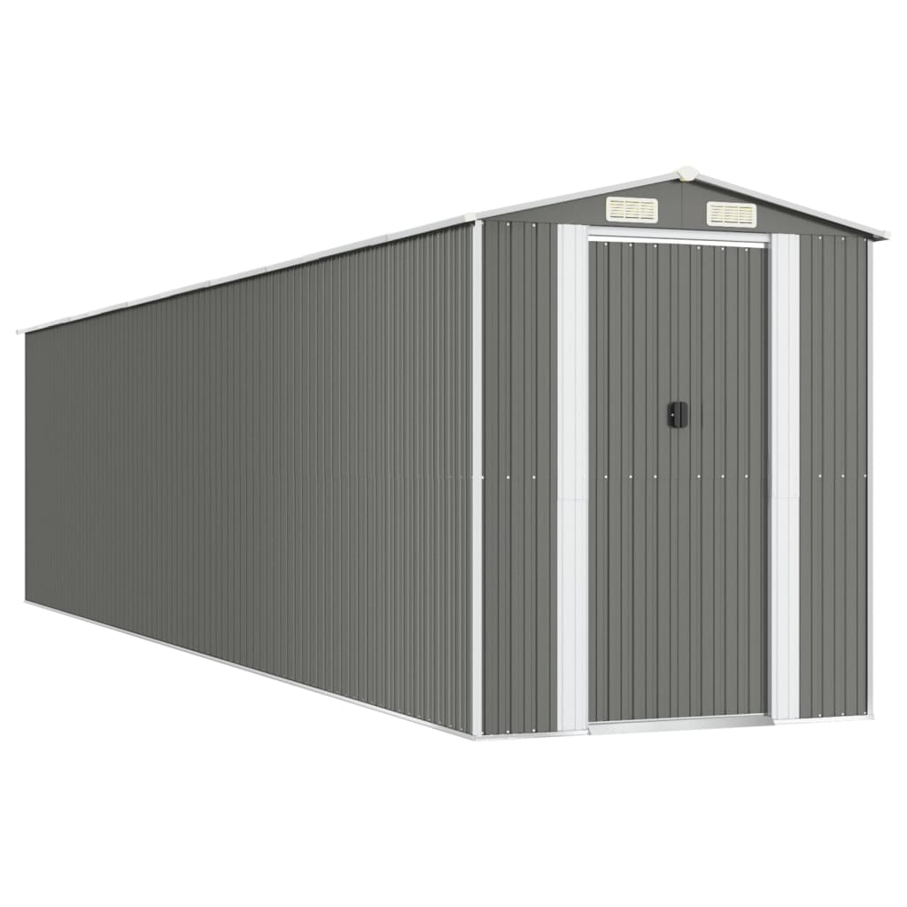 vidaXL Trädgårdsskjul ljusgrå 192x855x223 cm galvaniserat stål