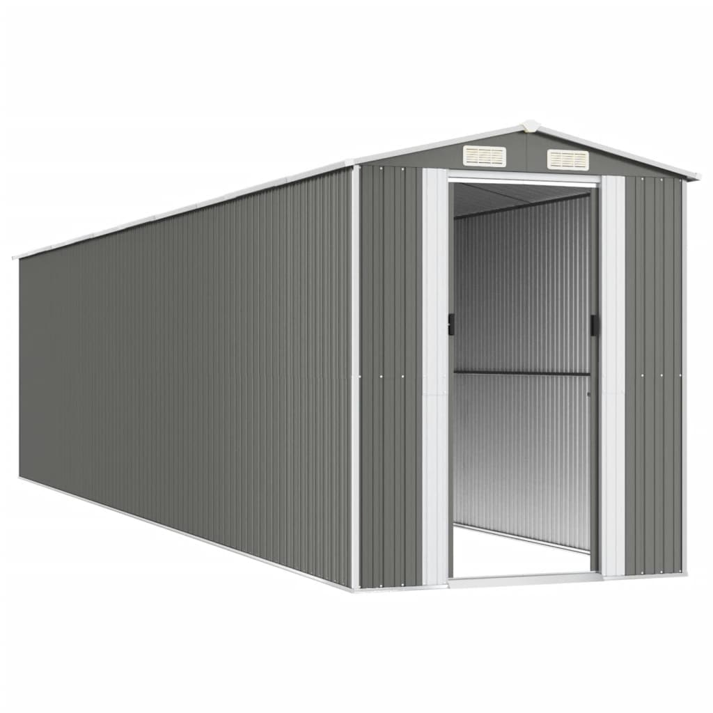 vidaXL Trädgårdsskjul ljusgrå 192x855x223 cm galvaniserat stål