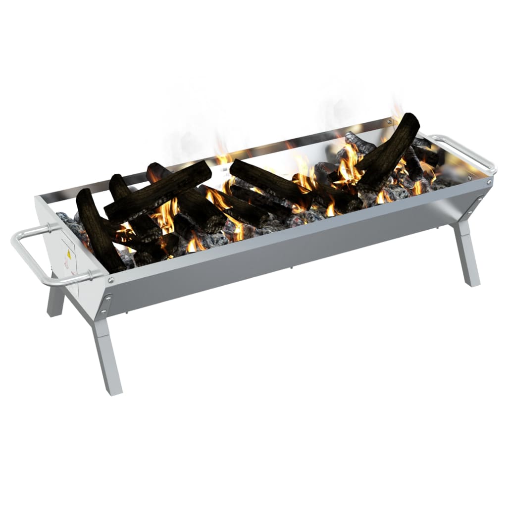vidaXL Grillbricka silver 118x42x30,5 cm rostfritt stål