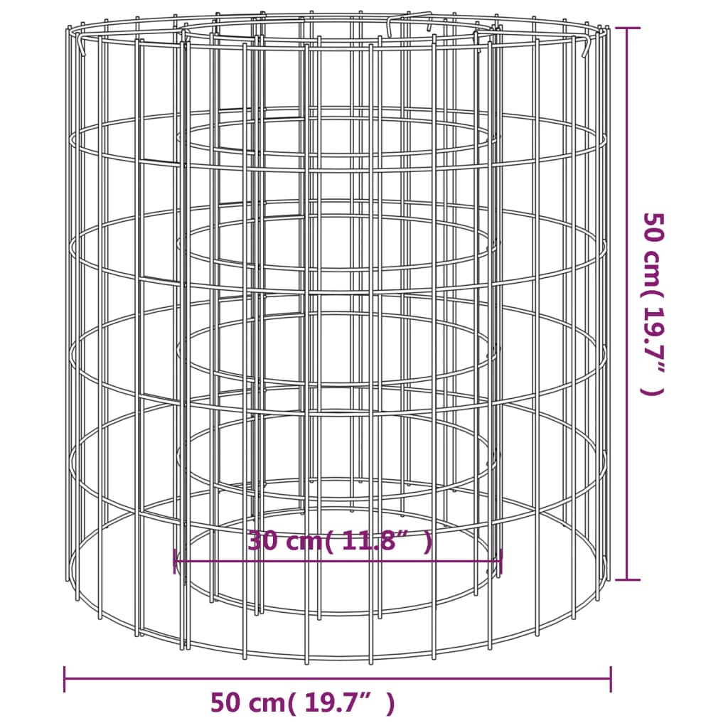 vidaXL Gabion för eldstad Ø 50 cm galvaniserat järn