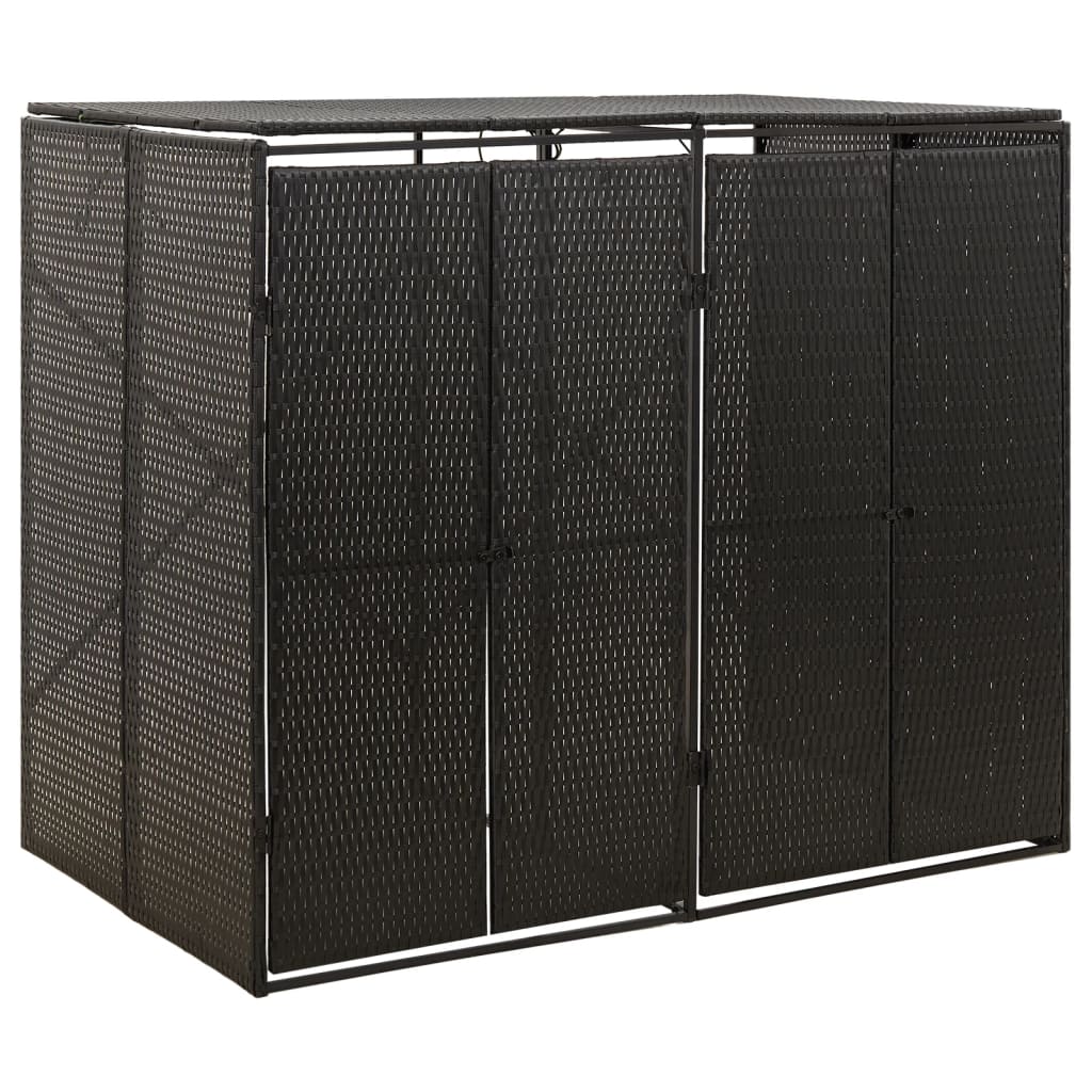 vidaXL Dubbelt skjul för soptunnor svart 140x80x117 cm konstrotting
