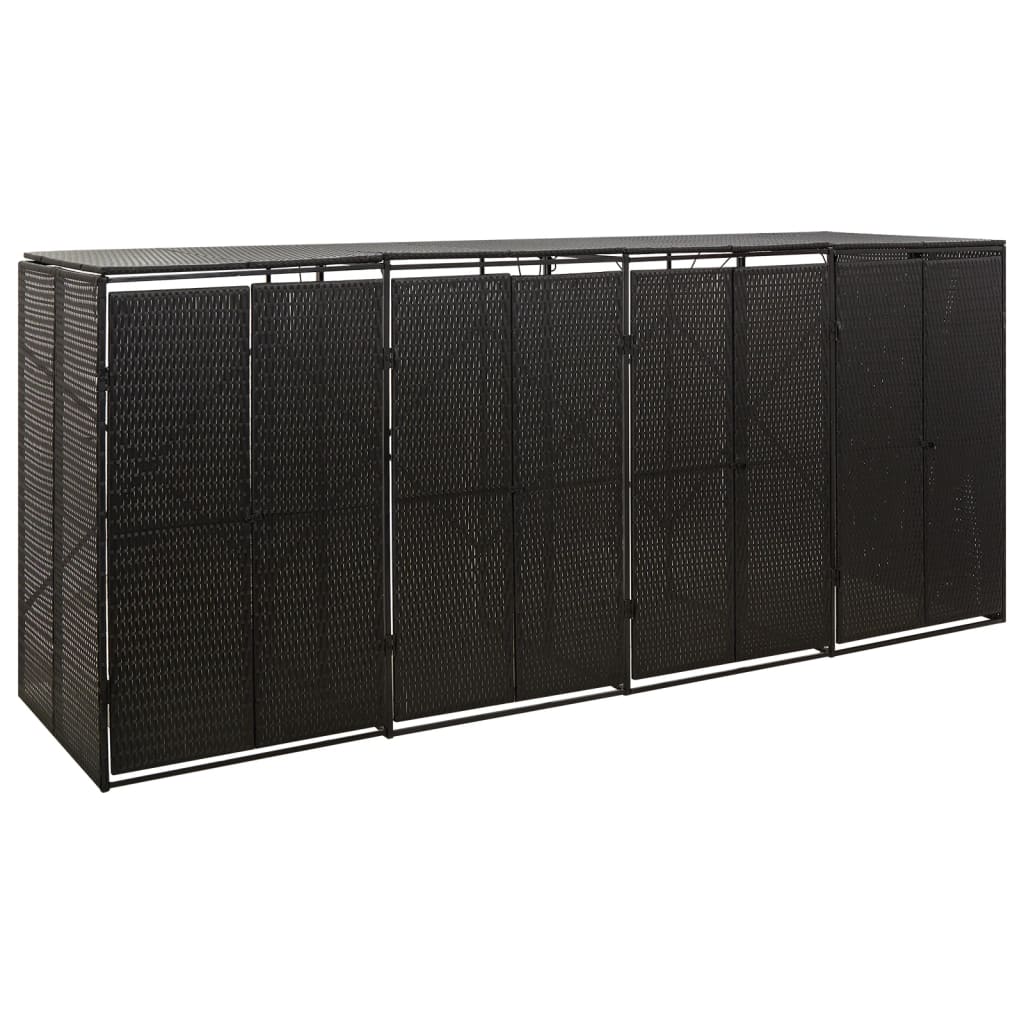 vidaXL Skjul för fyra soptunnor svart 274x80x117 cm konstrotting