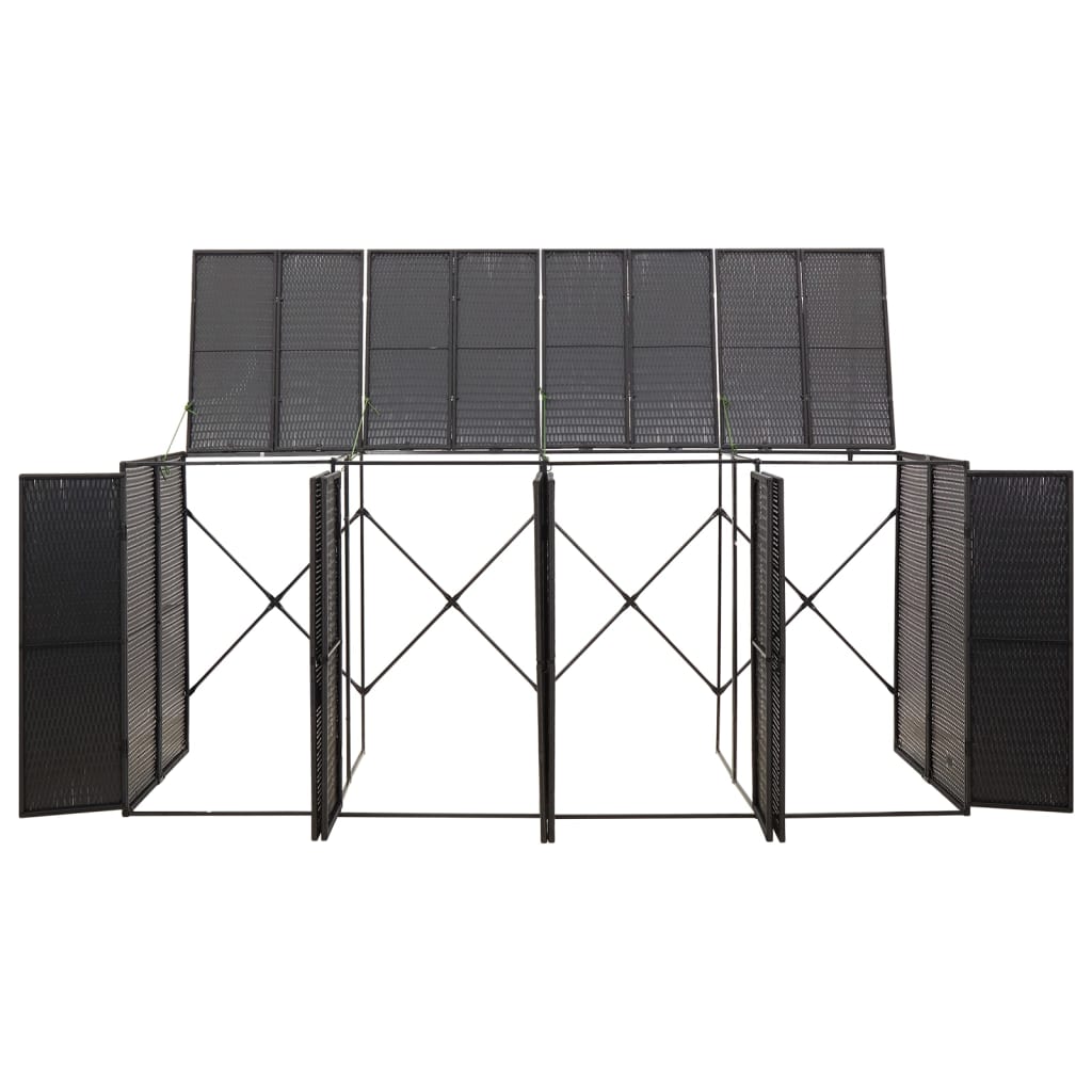 vidaXL Skjul för fyra soptunnor svart 274x80x117 cm konstrotting