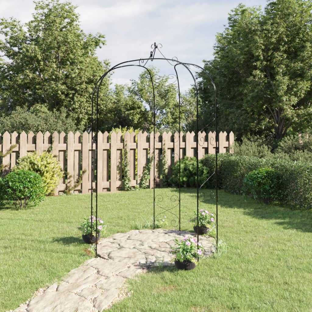 vidaXL Rosenbåge svart Ø180x255 cm stål