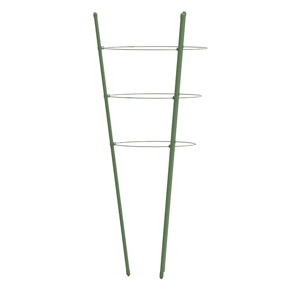 vidaXL Växtstöd med 3 ringar 5 st grön 75 cm stål