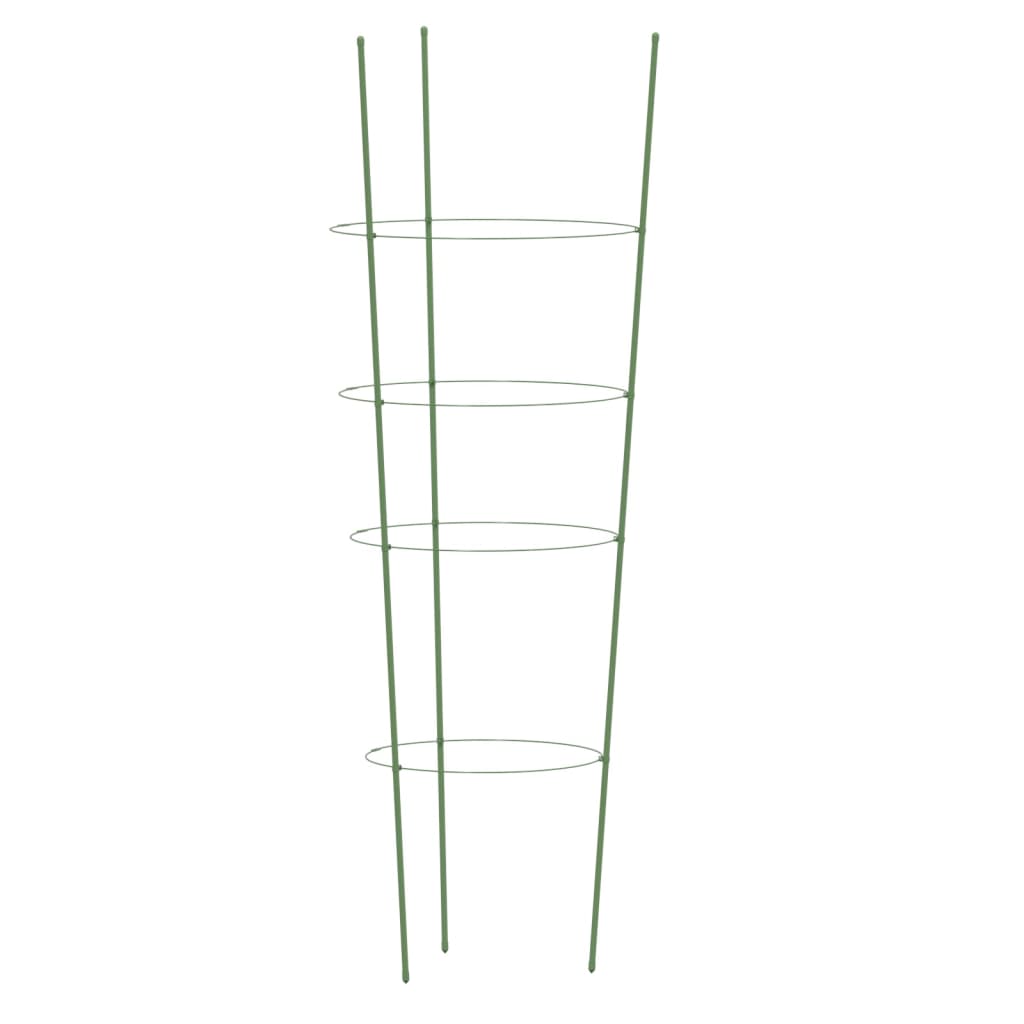 vidaXL Växtstöd med 4 ringar 5 st grön 90 cm stål