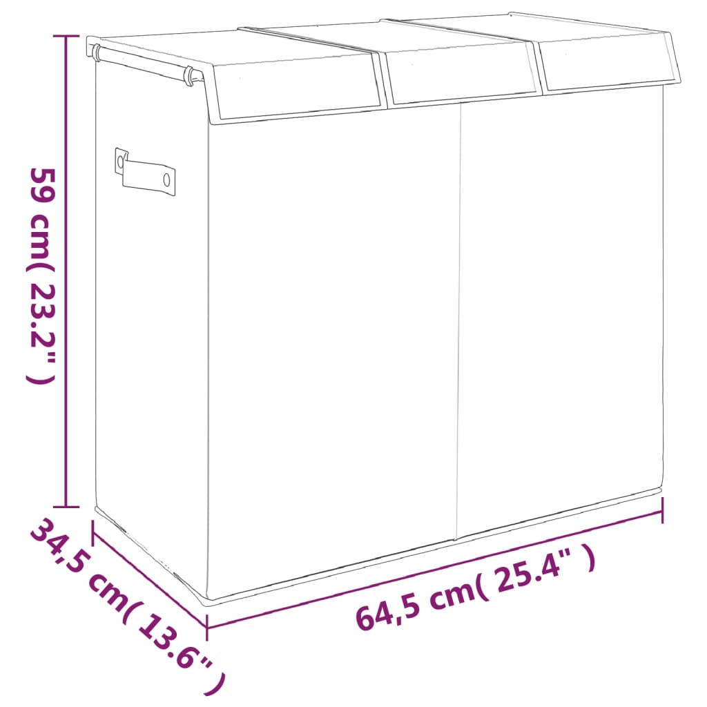 vidaXL Vikbar tvättkorg grå 64,5x34,5x59 cm konstlinne