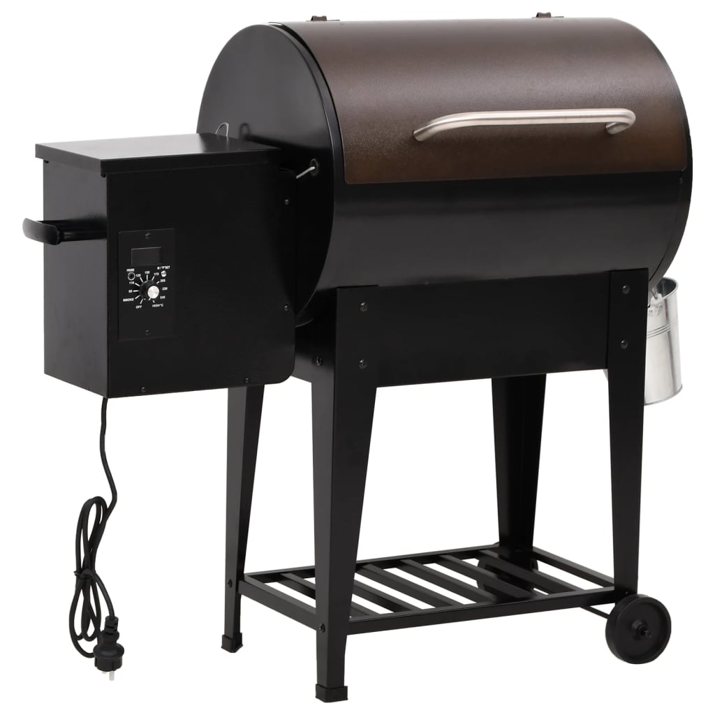 vidaXL Pelletsgrill med hylla svart 94 cm järn