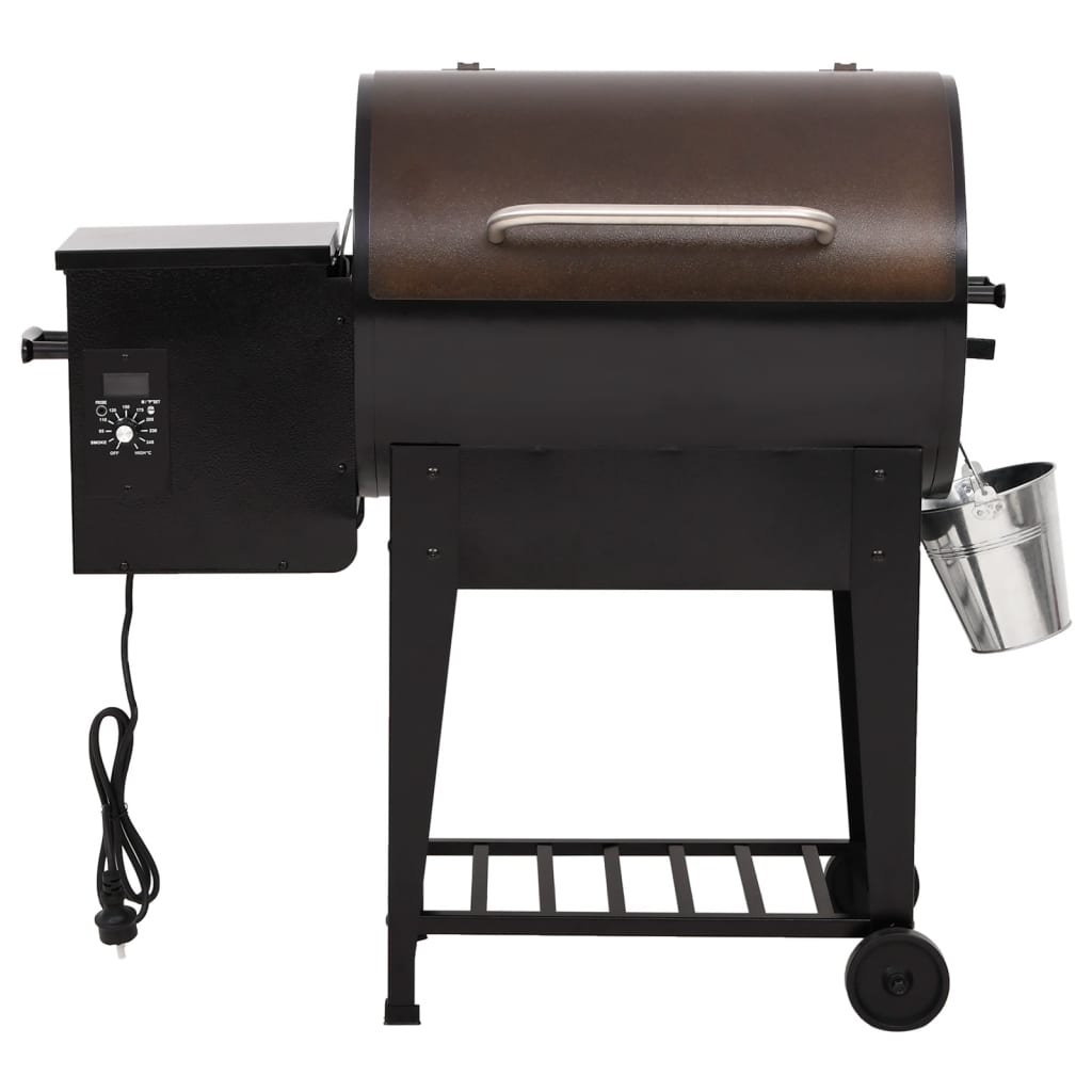 vidaXL Pelletsgrill med hylla svart 94 cm järn