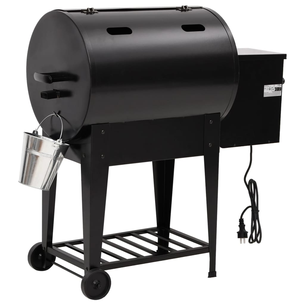 vidaXL Pelletsgrill med hylla svart 94 cm järn